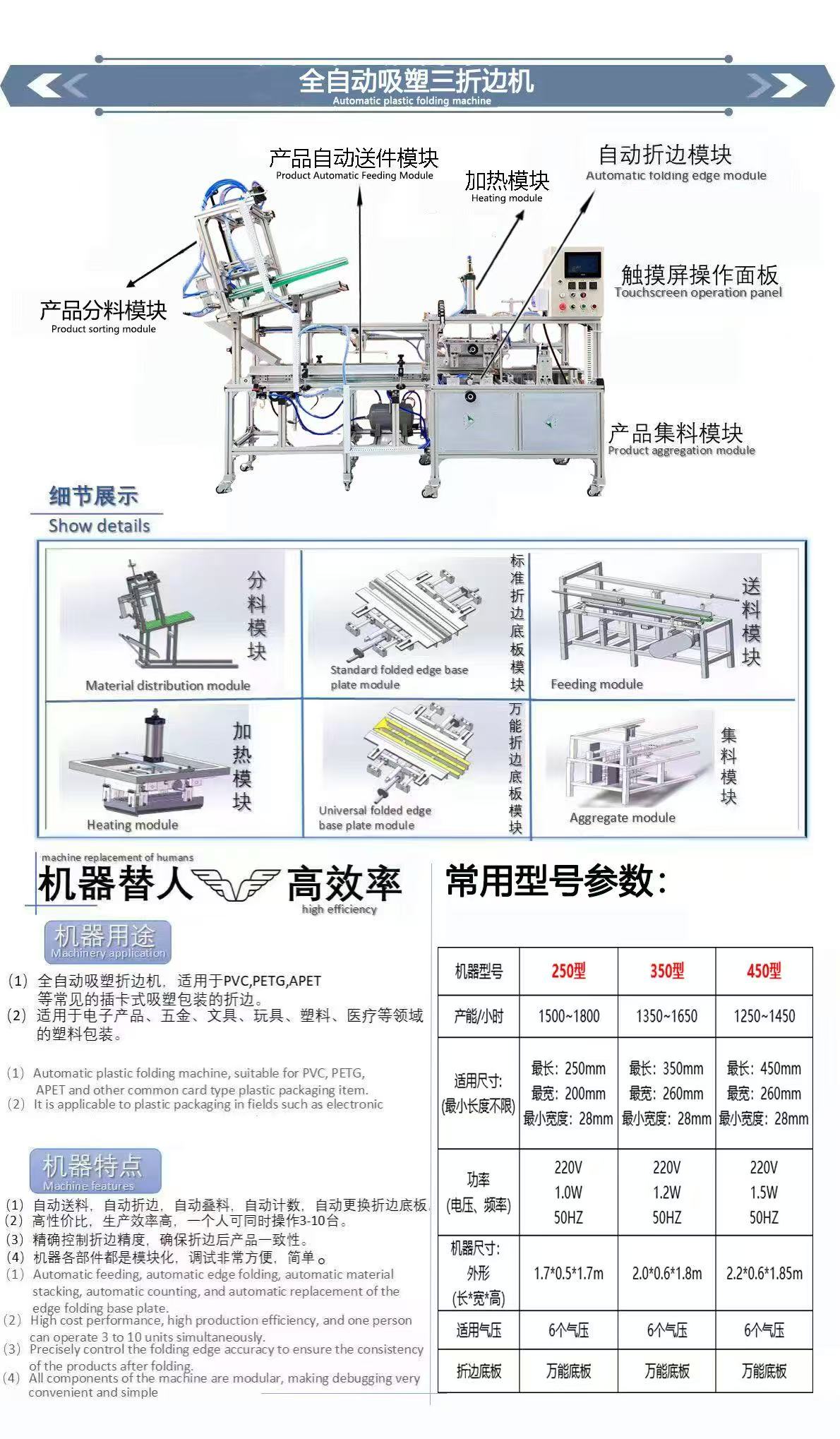 马跃智能全自动吸塑三折机产品参数